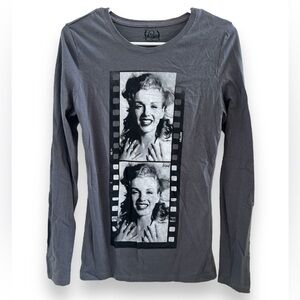 Hollywood Legends Polaroid Marilyn Monroe Long Sleeve Tee Gray Monochrome